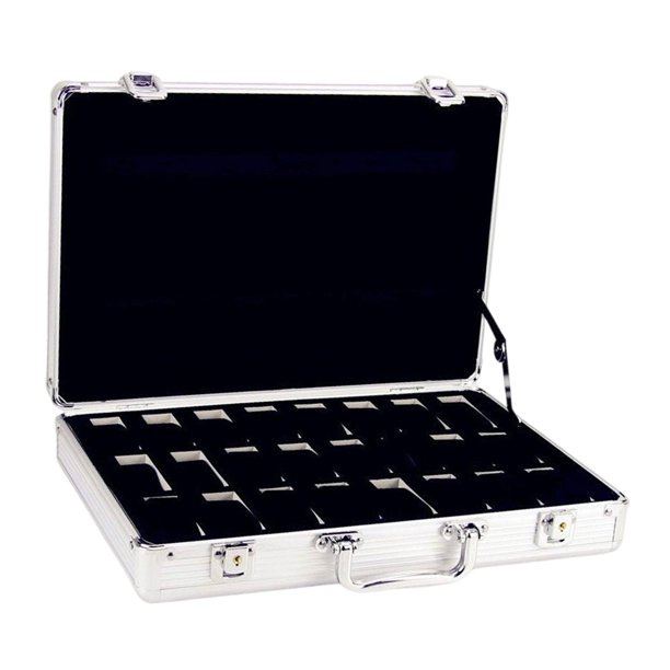 Estuche para reloj, estuche de transporte, soporte de regalo, caja de reloj de lujo con amortiguación de impactos para hombres, para padres, amigos, 24 cuadrículas