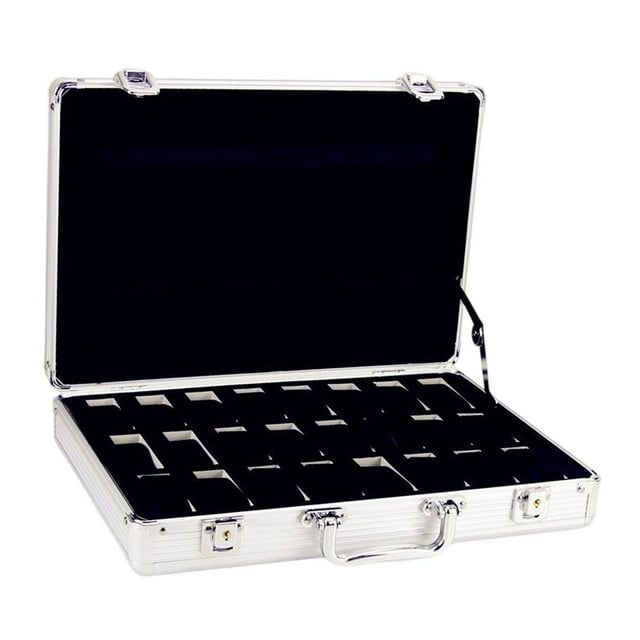 Estuche para reloj, estuche de transporte, soporte de regalo, caja de reloj de lujo con amortiguación de impactos para hombres, para padres, amigos, 24 cuadrículas