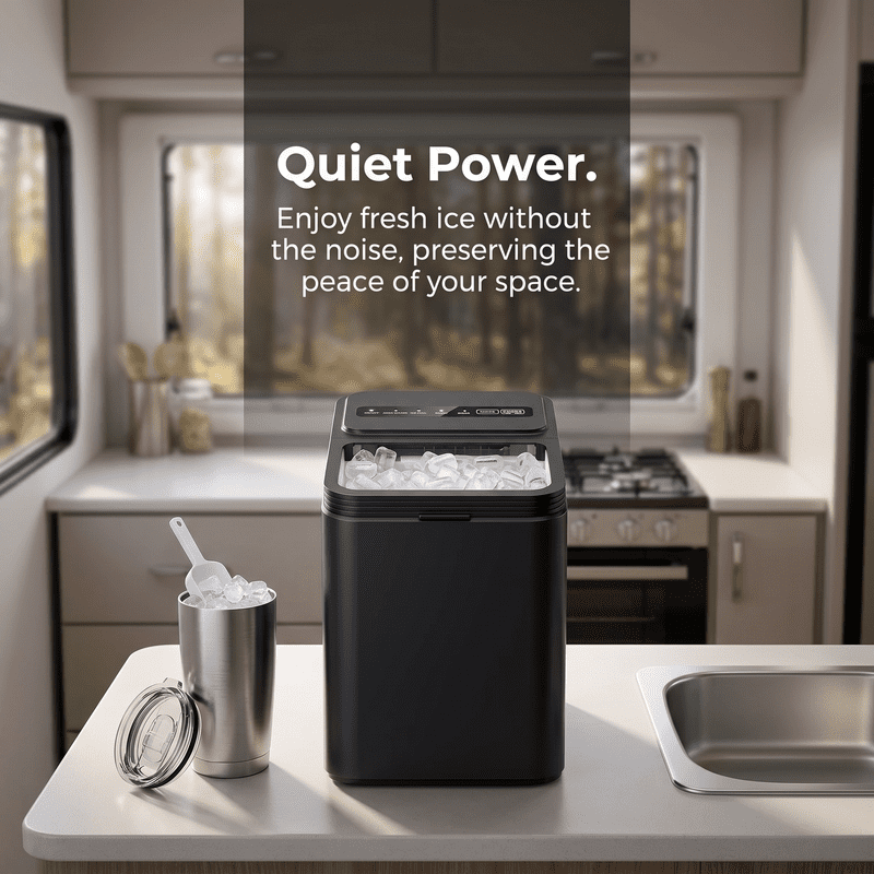 Portable Countertop Ice Maker with 2 Bullet Ice Sizes, Makes 8 Cubes in 6 Minutes, 26.5 lbs Daily Output, Self-Cleaning Ice Machine for Kitchen, Office, Parties, and RV Use