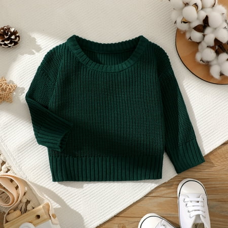 

PatPat Baby Solid Long-sleeve Knitted Sweater Pullover
