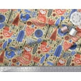 thumbnail image 2 of Soimoi Beige Japan Crepe Satin Fabric Tree & Fox Folk Art Printed Craft Fabric by the Yard 44 Inch Wide, 2 of 3