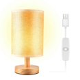 thumbnail image 2 of DC5V Round Bedside Table Lamp Nightstand Lamp with Fabric Shade and Solid Wood for Bedroom, Living R, 2 of 5