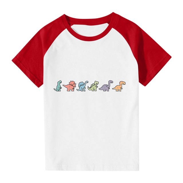 RXIRUCGD 2025 Vêtements d'Été pour Enfants Tout-Petits Garçons Filles Mode Mignon Col Rond Imprimé Manches Courtes Haut
