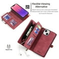 thumbnail image 4 of for iPhone 14 Plus Wallet Case, Durable PU Leather 2-in-1 Detachable Magnetic Flip Phone Case for iPhone 14 Plus Case Wallet with Card Holder Slots Zipper Pouch for Women Men, Red, 4 of 8