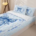 thumbnail image 3 of Homewish Cute Bowknot Zipper Twin Comforter Sets with Fitted Sheet and 2 Pillowcases,Vintage Blue A Alphabet Zipper Bedding Set For Girls Kids,Reversible,4 Pieces, 3 of 7