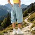 thumbnail image 6 of Bloomae Womens Hiking Capri Pants Lightweight Quick Dry Casual Fall Adjustable Drawstring Elastic Waist Baggy Ruched Hem Cropped Trousers with Pockets, 6 of 7
