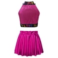 thumbnail image 2 of TiaoBug Kids Girls Sequins Ballet Dance Dress Hip Hop Jazz Dance Crop Top with Mini Skirt Latin Salsa Hot Pink S, 2 of 7