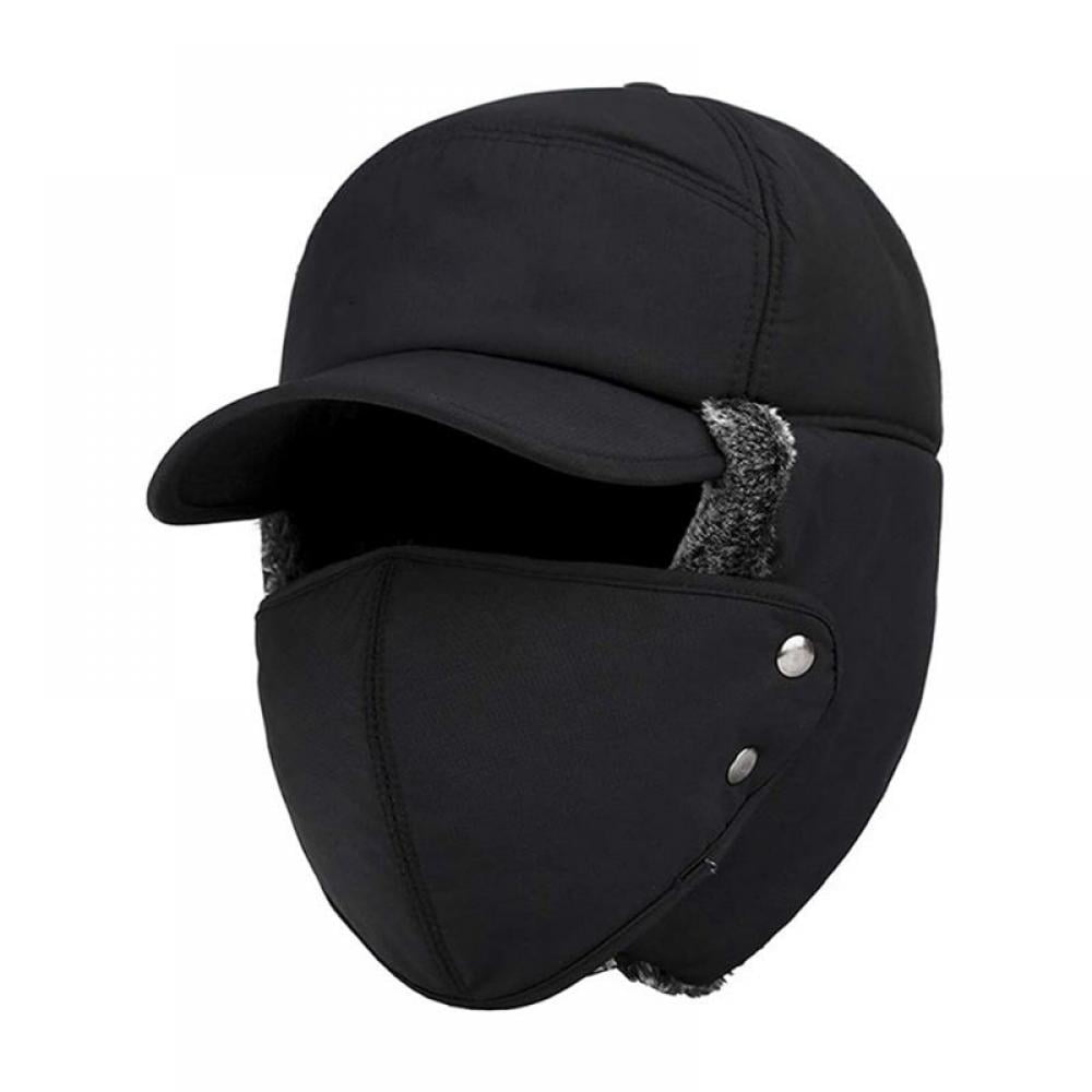 Stibadium Men's Faux Fur Hunting Hat Practical Trooper Trapper Hat with Ear Flaps and Mask, Winter Windproof Ski Baseball Hat, Adult Unisex, Size: One