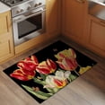 thumbnail image 3 of Rectangle Area Rug 2x3ft, Colorful Tulip Flower on Black Non-Slip Non-Shedding Floor Mat, Watercolor Floral Butterfly Washable Sturdy Carpet for Living Room Bedroom Home Decor, 3 of 9