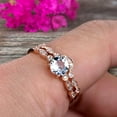 thumbnail image 5 of Classic 10k Rose Gold 2 Carat 6mm Round Cut Aquamarine Engagement Ring With Matching Wedding Band Anniversary Gift Art Deco, 5 of 5