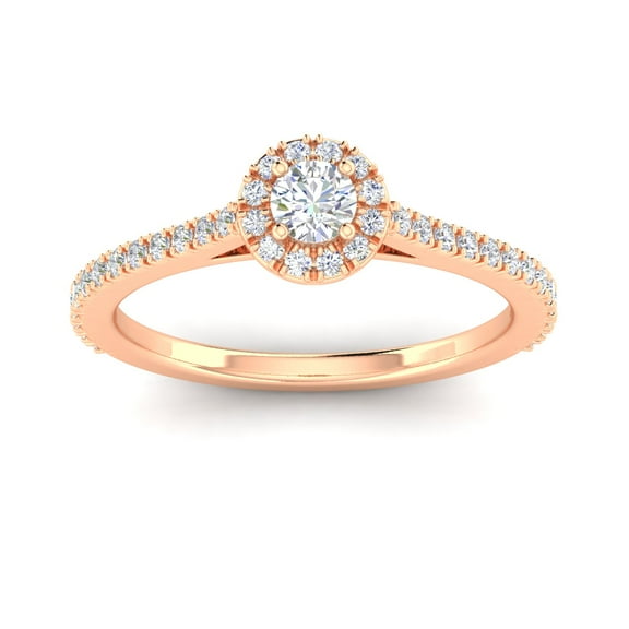 Certified 1/2ctw Diamond Halo Engagement Ring in 10k Rose Gold (G-H, I2, 1/2ctw)