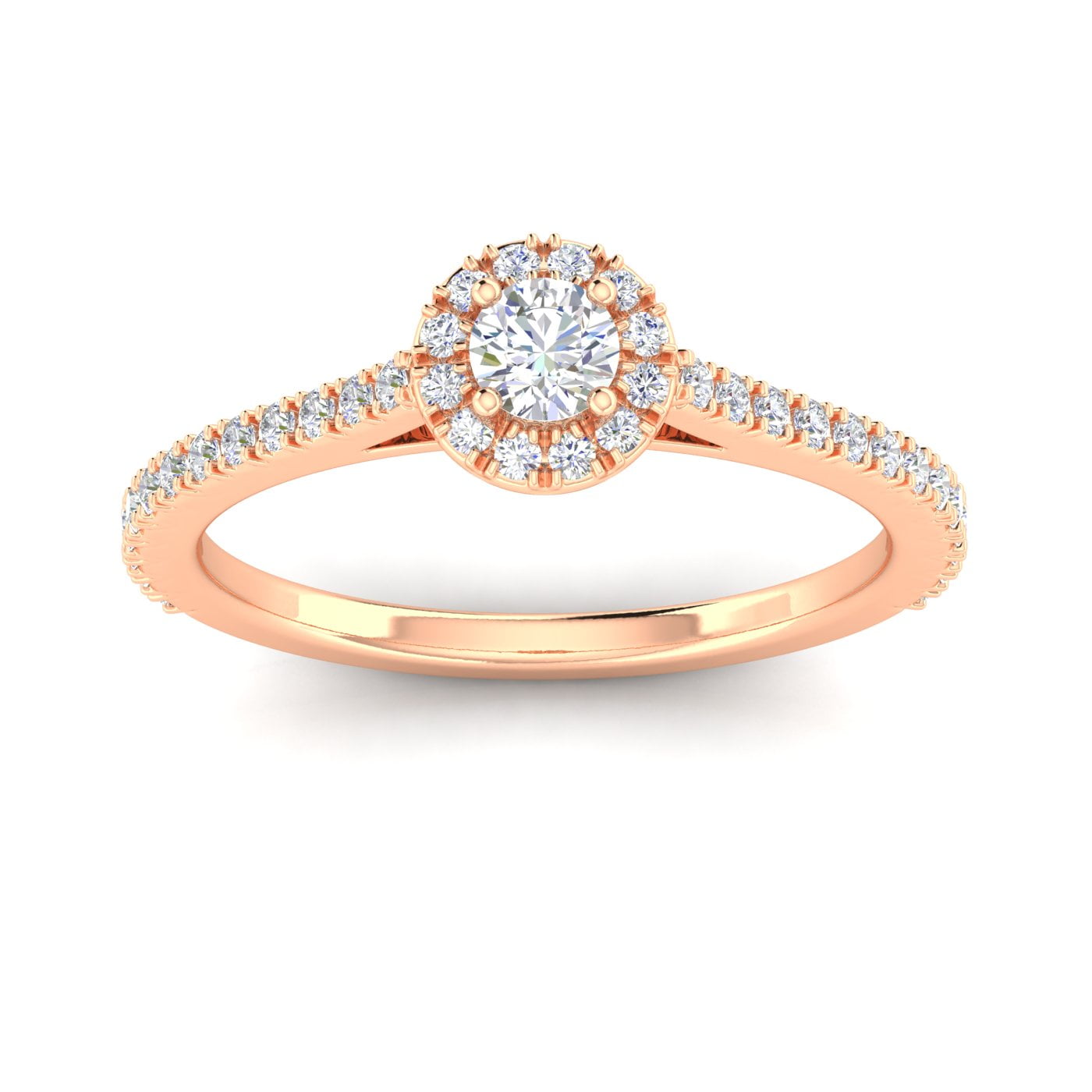Certified 1/2ctw Diamond Halo Engagement Ring in 10k Rose Gold (G-H, I2, 1/2ctw)