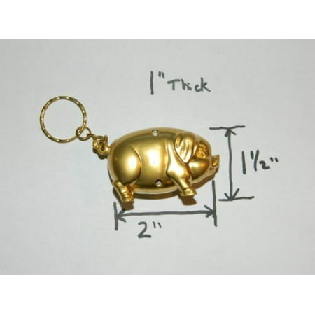 Refillable Keychain Bottle Golden Pig Cigarette Lighter Refillable Butane Gas Cigarette Lighter Pig Mascot w/Keychain - One Lighter ()