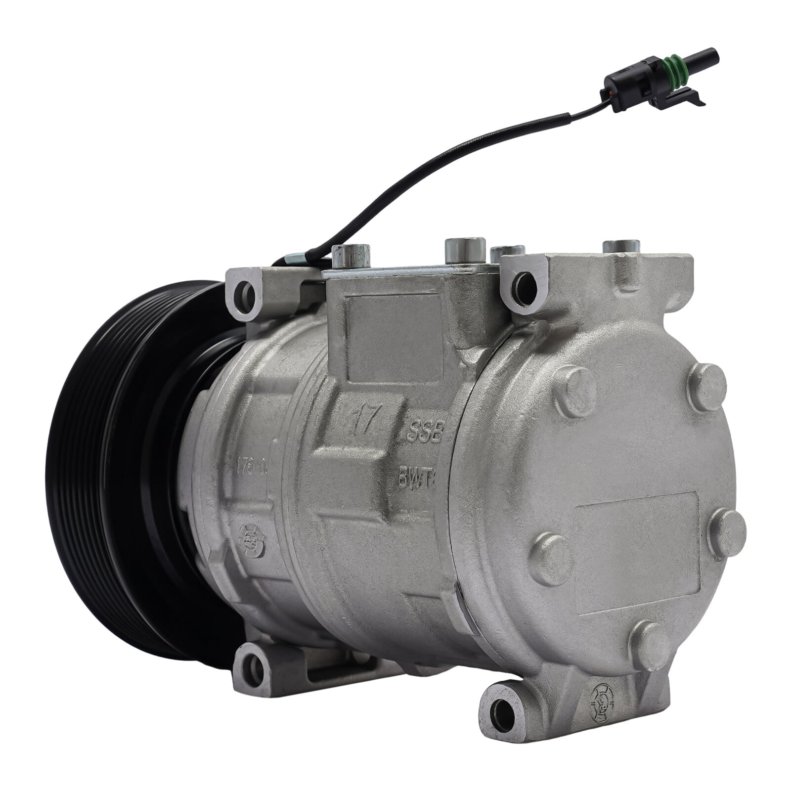 Closed Silver Black Air Compressor W/Clutch For  John Deere  10PA17C RE46609 RE69716 AH169875