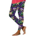 thumbnail image 3 of Feancey Carnival Party Womens Leggings High Waisted Yoga Tights Seamless Tummy Control Mardi Gras Mask Printed Yoga Pants Comfy Casual Pajama Bottoms Purple XXL, 3 of 7