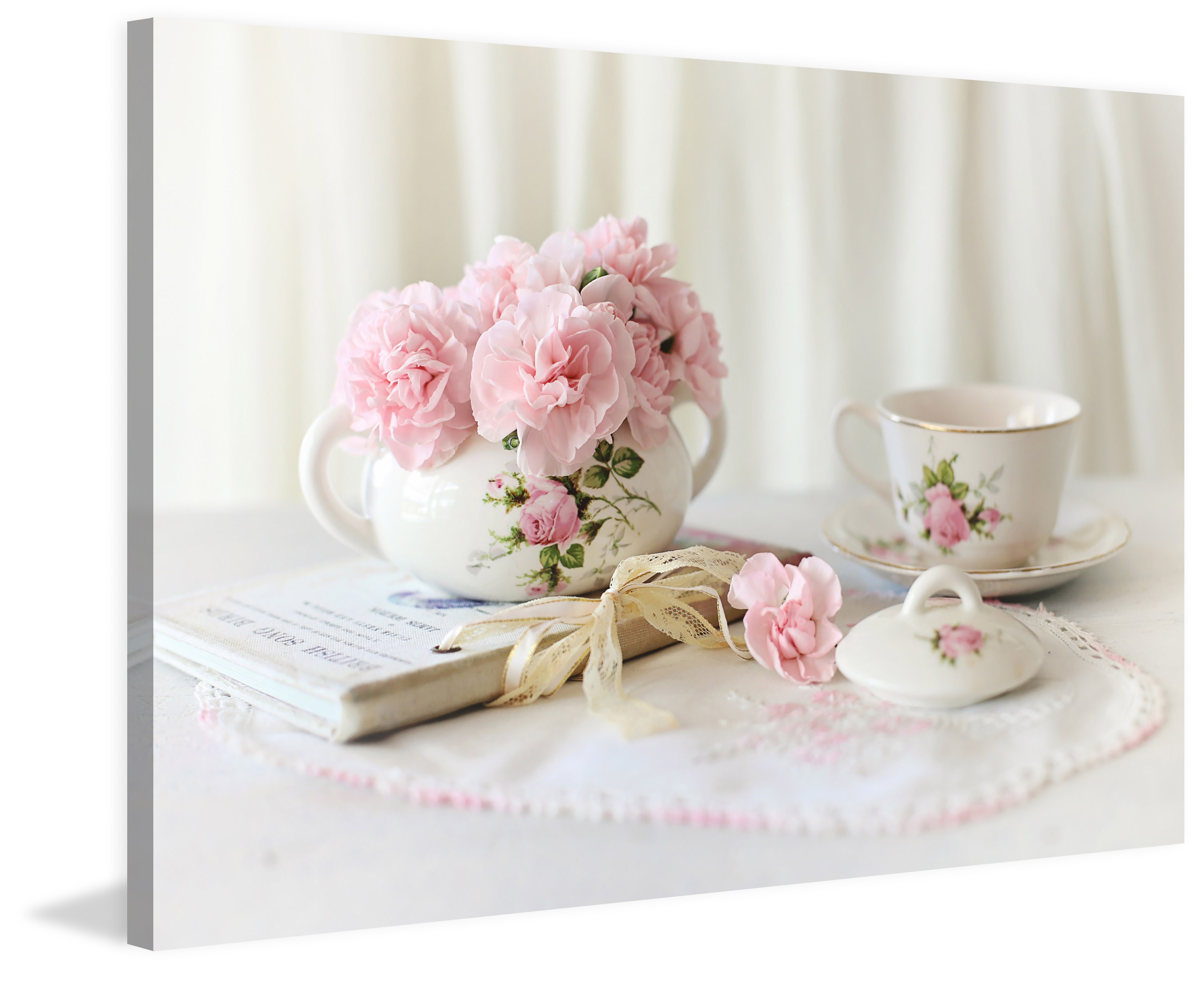 Marmont Hill 'Pink Tea Party' by Sylvia Cook Painting Print on Wrapped Canvas