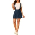 thumbnail image 5 of Women's Denim Skirt Overall Adjustable Strap Braces Mini Suspender Washed Jean Skirts XL Dark Blue, 5 of 7