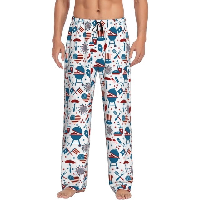 Balery Fourth Of July Party Pantalones de pijama para hombre, pijama ultraligero, pantalón de descanso-3X-Large