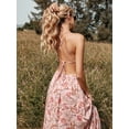 thumbnail image 3 of Halter Neck Backless Floral Print Front Slit Dress for Women, 3 of 3