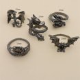 thumbnail image 4 of Women Joint Ring Punk: 5PCS Vintage Gothic Midi Finger Ring Statement Ring Set, 4 of 7