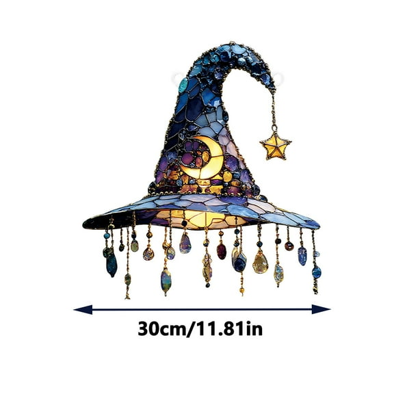 Gallickan Halloween Witch, 2D Flat Acrylic Home Decoration Accent with Shimmering Details, Themed Wall Art for Living Room Bedroom, C