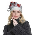 thumbnail image 5 of KLL Christmas Hats for Adults Plush Ladybug Print Santa Hat Xmas Fluffy Santa Claus Hat for Women Men, 5 of 6