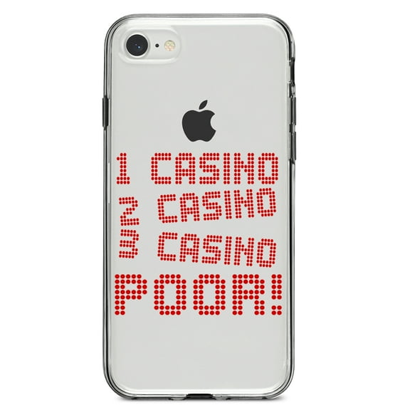 DistinctInk Clear Shockproof Hybrid Case for iPhone 7 8 SE (2020 Model) 4.7" Screen TPU Bumper Acrylic Back Tempered Glass Screen Protector - 1 Casino 2 Casino 3 Casino Poor