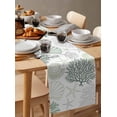 thumbnail image 6 of Coastal Ocean Table Runner 72 Inches, Sage Green Grey Coral Starfish Shell Bed Runner Dresser Scarves Tabletop for Indoor Outdoor Parties/Ceremony/Banquet, 13" x 72", 6 of 8