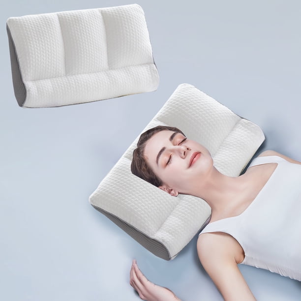 Almohada de masaje zonificada de grado hotelero - Plumas suaves y de soporte, 48x74cm, poliéster blanco, lavable, para personas que duermen de lado y de espaldas