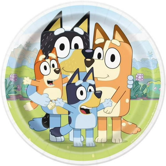 Bluey Round 9" Dinner Plates, 8ct, Disposable plates measure 9"