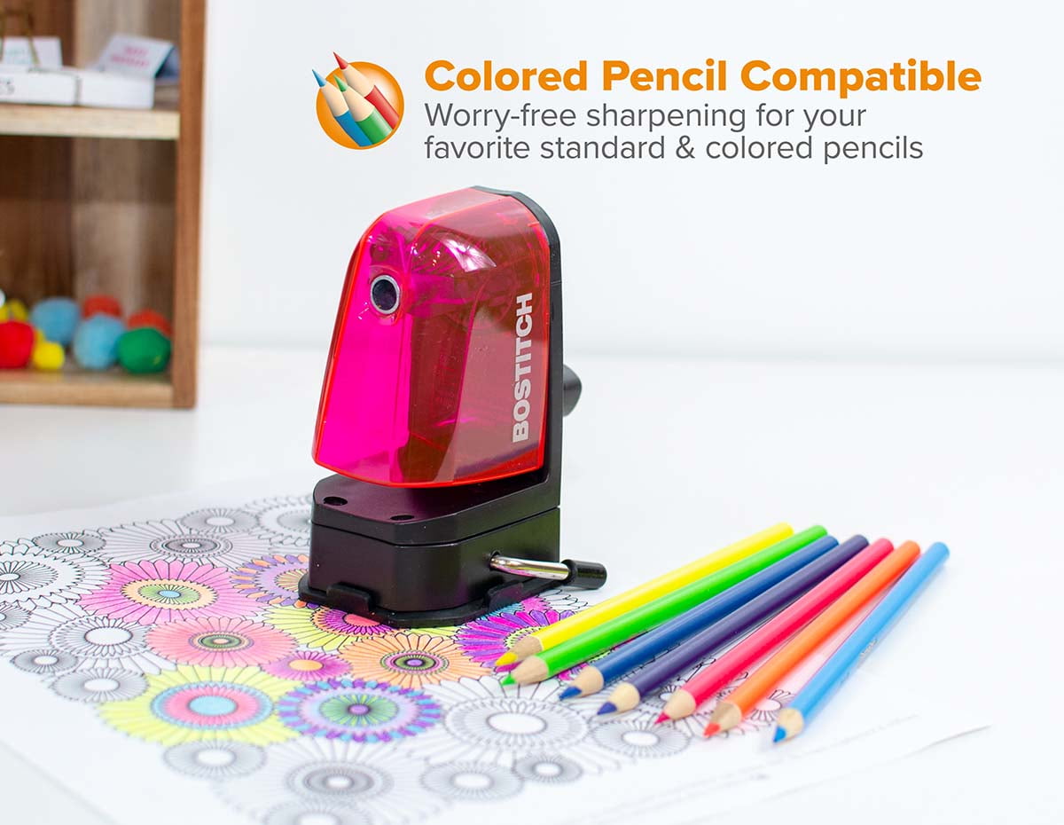 Bostitch Multi Mount Manual Kids Pencil Sharpener, Red