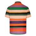 thumbnail image 5 of ZCFZJW Men's Classic Fit 100% Cotton Soft Short Sleeve Colorful Stripe Print Polo Shirt Big and Tall Regular Fit Casual Button up V Neck Henley Shirts Tops Multicolor#11 XXXL, 5 of 5