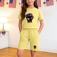 thumbnail image 2 of ZVAVZ 2 Piece Patrotic Outfits Boys Girls Cotton T-shirt and Shorts Set 4th of July Clothing Sets Independence Day Sweatsuit Set Yellow 7 Years, 2 of 10