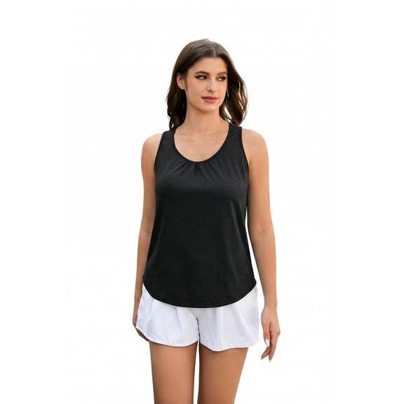 Pinspark Women's Sleeveless Round Neck Loose Fit Racerback Lightweight Yoga Gym Tank Top Workout Athletic Running Shirts, S-2XL