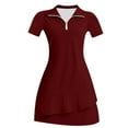 thumbnail image 4 of Arlun Womens 2 Piece Tennis Training Suits with Quarter Zip Short Sleeves and Short Skirts Active Exercise Sports Wear Slim Fit Soft Comfy Breathable Solid Color Outfits XS, 4 of 4