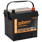 1AUTODEPOT BCI Group 35 Battery, AGM 12 Volt 650 CCA 55Ah 100RC Rechargeable Automotive Batteries for Car, Maintenance Free