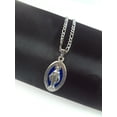 thumbnail image 5 of Silver Blue Enamel Saint Benedict Prayer Religious Rosary Heavy Stainless Steel Charm Pendant Figaro Chain Necklace Set Gift  18"20"22"24"26"28''30'', 5 of 8