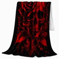 thumbnail image 2 of Red Rose Skull with Thorny Flowers, Dramatic Gothic Style for Dark Art Lovers, Crimson Skull Rose Scene and Halloween Gift, Soft Flannel Blanket for Bedroom and Study Room, Home Decor, 2 of 9