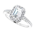 thumbnail image 2 of Amor Jewel 14K White Gold Plated Anniversary Ring - Amazing 2.6 Ct Emerald Cut Diamond Halo Wedding & Engagement Rings - Solitaire with Accent Party Wear Jewelry - Valentine Gift Rings for Wife, 2 of 5