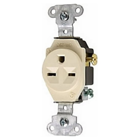 Pass and Seymour 5651-I Ivory Spec Grade Single Receptacle Outlet 15A 250V