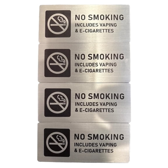 Unbranded No Smoking No Vaping Sign Aluminum Sign, Set of 4 7X3