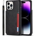 thumbnail image 6 of Compatible with iPhone 14 Pro Luxury PU Leather Case with Card Holder,Cash Slots,Stand Function Back Wallet Case Flip Wrist Strap Double Magnetic Clasp Case for iPhone 14 Pro 6.1",Black, 6 of 13