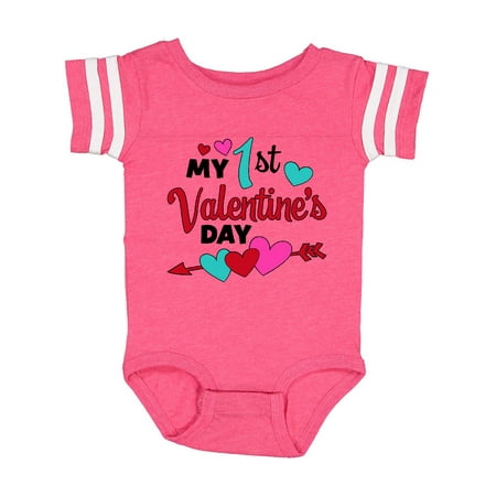 

Inktastic My First Valentines Day hearts and arrow Gift Baby Boy or Baby Girl Bodysuit