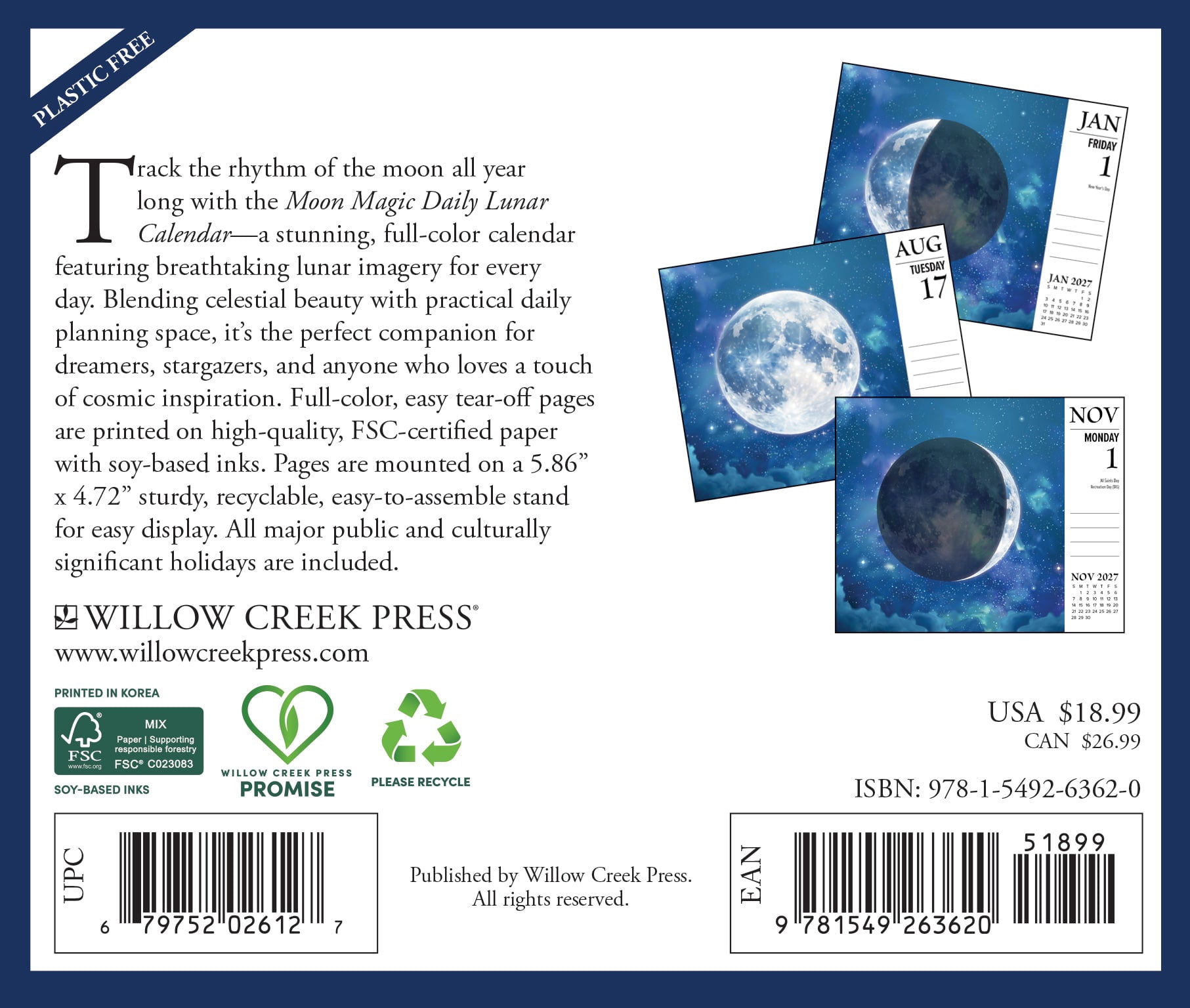 Willow Creek Press, Moon Magic 2027 Box Calendar