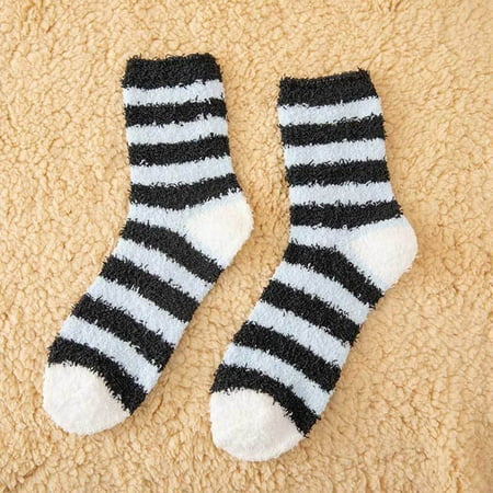 

Dyfzdhu Thermal Socks For Women Autumn Winter Striped Coral Warm Thick Home Socks Stockings