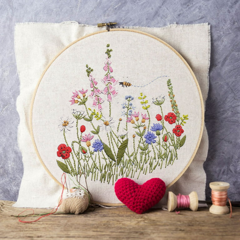DIY Flower Embroidery Kit for Beginner Cross Stitch Set Needlework Hoop  Printed Pattern Handmade Sewing Art Craft Dropshipping