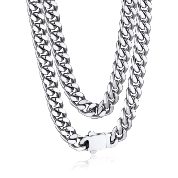 DESIGNICE 7mm Stainless Steel Men's Cuban Link Chain Necklace, 22 Inch Miami Curb Collar, Hypoallergenic Gold Plated Jewelry, Birthday Valentine Father's Day Gift for Dad Husband Son
