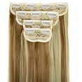 thumbnail image 3 of SHCKE 4 Pieces/set Clip In Hair Extensions 24 Inch Straight Hair Extensions Thickned Hair Extensions Synthetic Fiber Hair Extensions for Women Ginger Brown Mix Bleach Blonde, 3 of 5