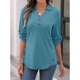 thumbnail image 2 of Blusa tipo túnica TICTICMISS para mujer, manga 3/4, cuello en V, color menta, 2 of 6