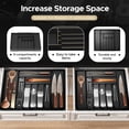 thumbnail image 4 of homicozy Cutlery Drawer Organiser, 9 Divider Expandable Kitchen Drawer Organiser, Adjustable Utensil Tray and Silverware , Multi-Function Compact Drawer Storage(Black-M）, 4 of 7